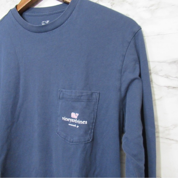 Vineyard Vines Men’s I Love Savannah Georgia Long Sleeve Pocket Tee Size XS Blue - Picture 3 of 12